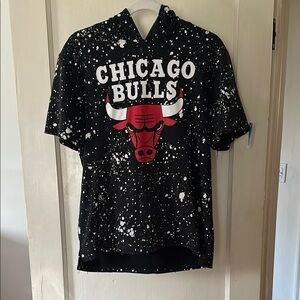 Chicago Bulls Black Short Sleeve Hoodie